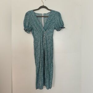 Floral midi dress with faux wrap